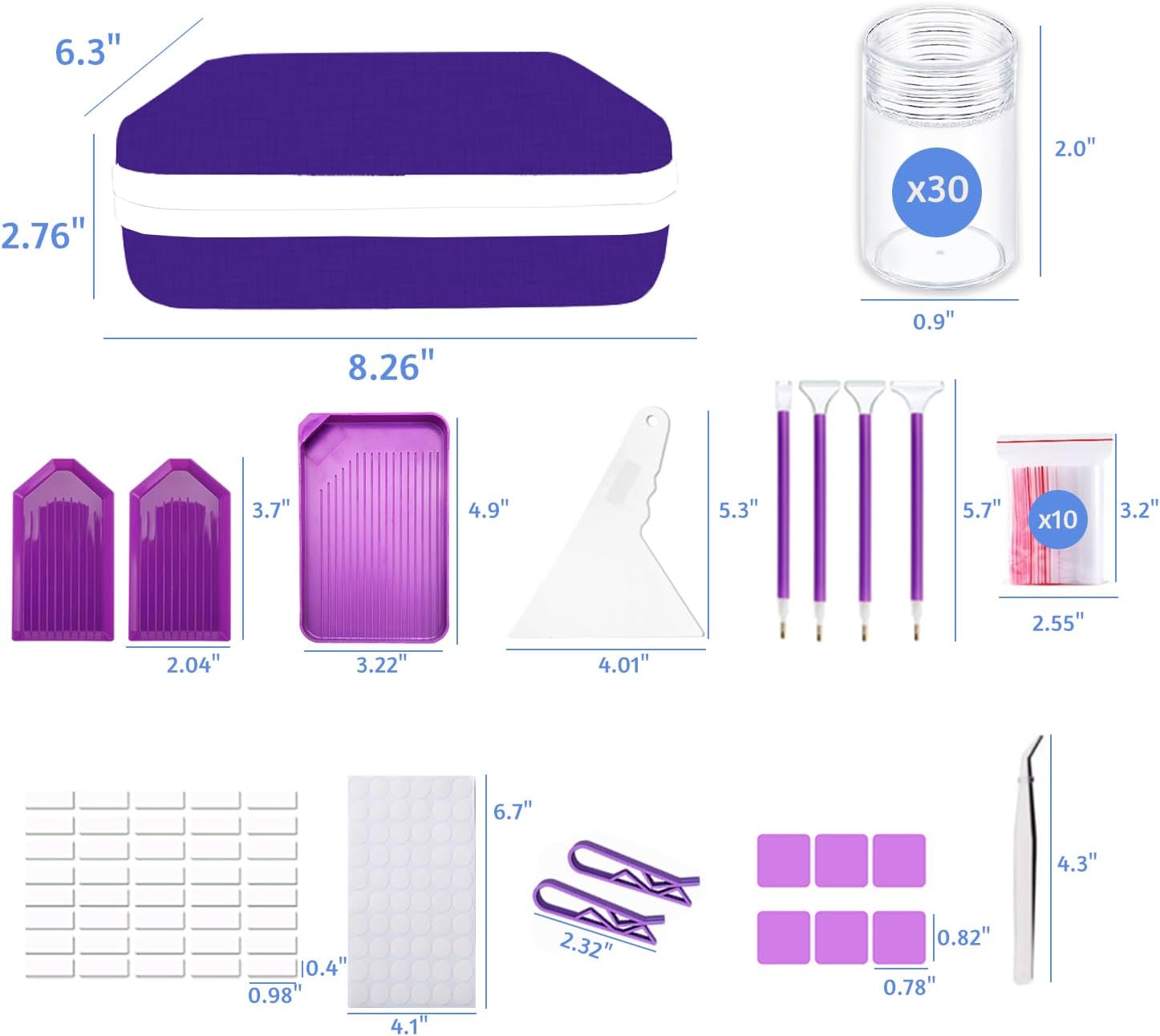 30 Slot Diamond Painting Storage Containers | Purple 30-slot storage box with tools & accessories for diamond art - Image 5