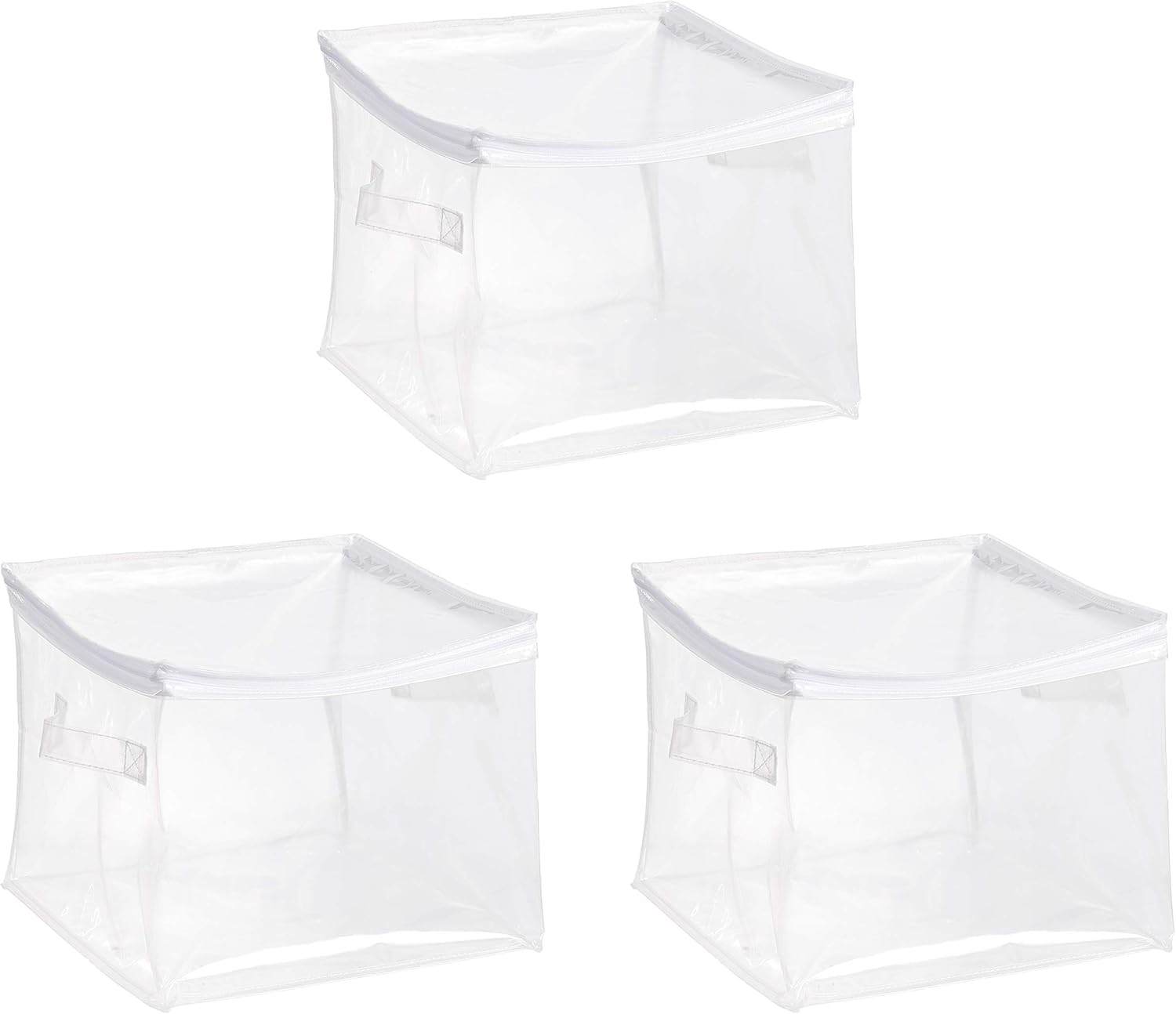 Amazon Basics Clear Zippered Storage Bags for Closet Organization. Stackable Clothing and Linen Storage Containers. 3-Pack