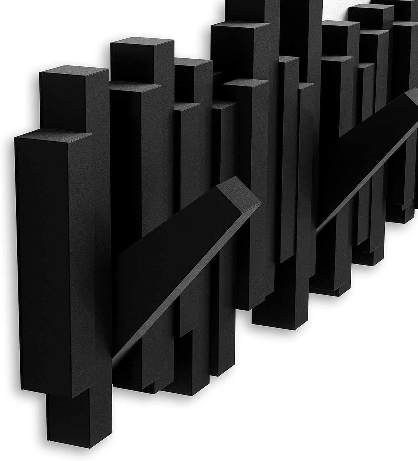 Umbra Sticks Wall-Mounted Coat Rack Rail Hook with 5 Retractable Pegs – Modern. Space-Saving Storage Organizer. Black - Image 7