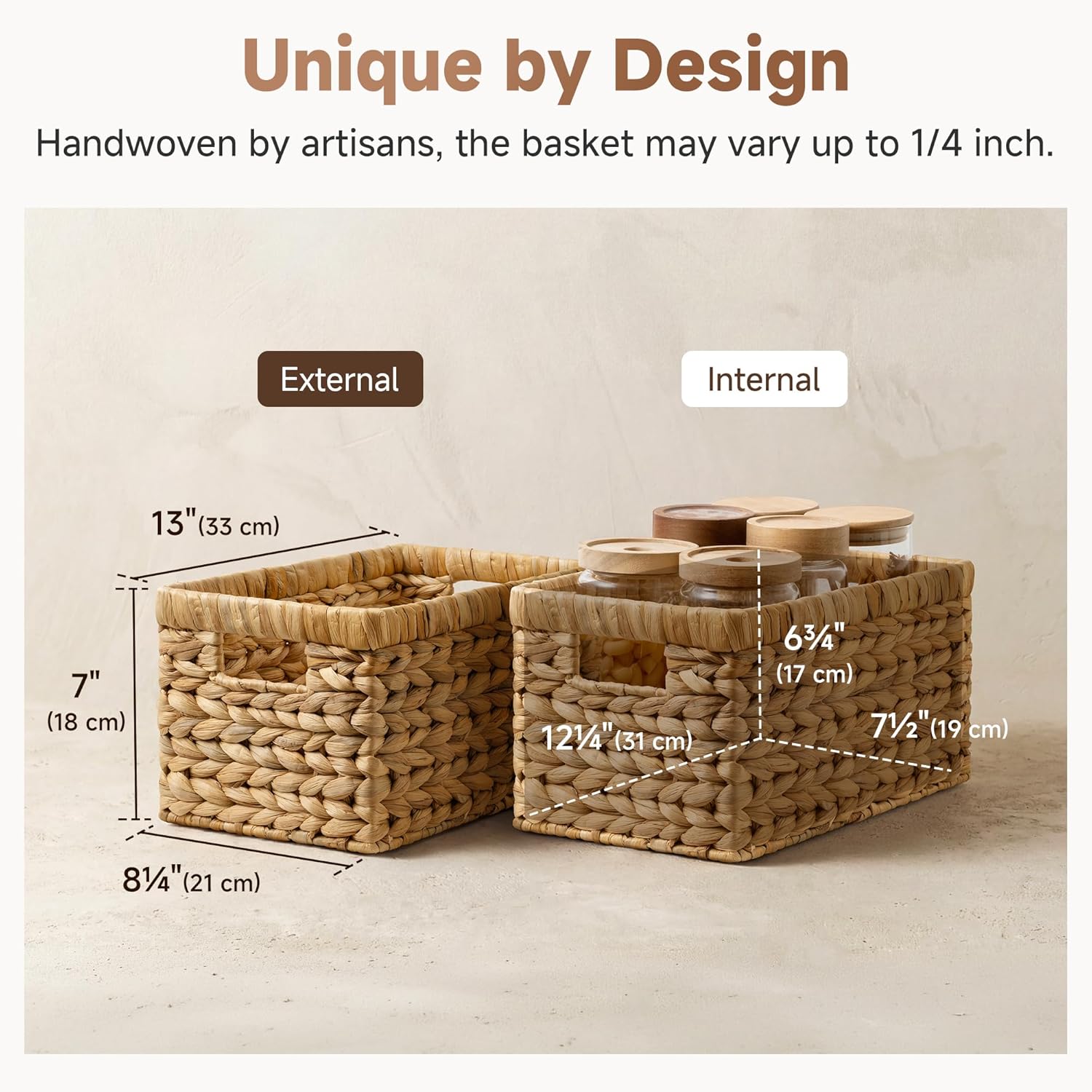 StorageWorks Wicker Basket. Baskets for Organizing. Storage Basket with Built-in Handles. Water Hyacinth Shelves (Medium 2-Pack. Natural Hyacinth) - Image 3