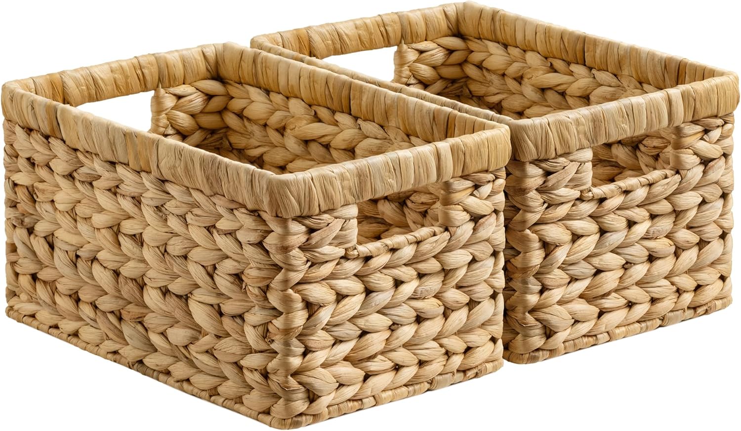 StorageWorks Wicker Basket. Baskets for Organizing. Storage Basket with Built-in Handles. Water Hyacinth Shelves (Medium 2-Pack. Natural Hyacinth)