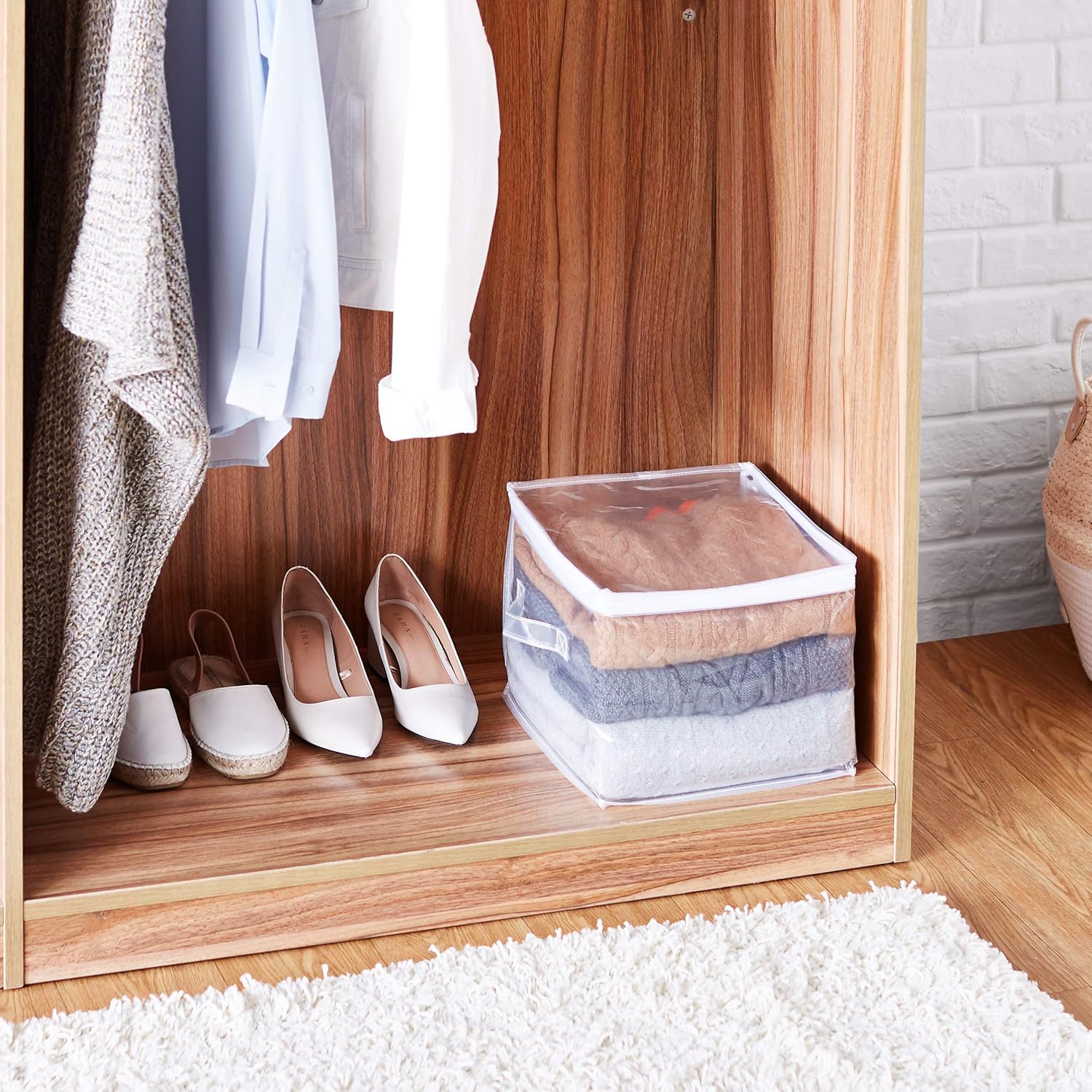 Amazon Basics Clear Zippered Storage Bags for Closet Organization. Stackable Clothing and Linen Storage Containers. 3-Pack - Image 5